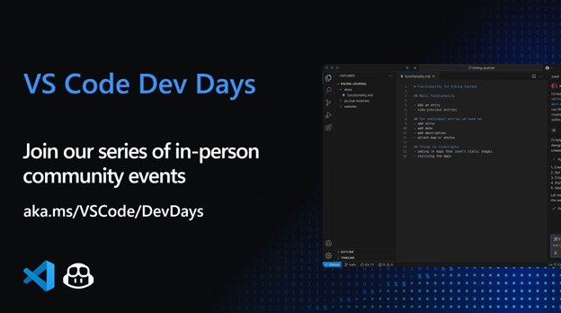 VS Code Dev Days - Join our series of in-person community events