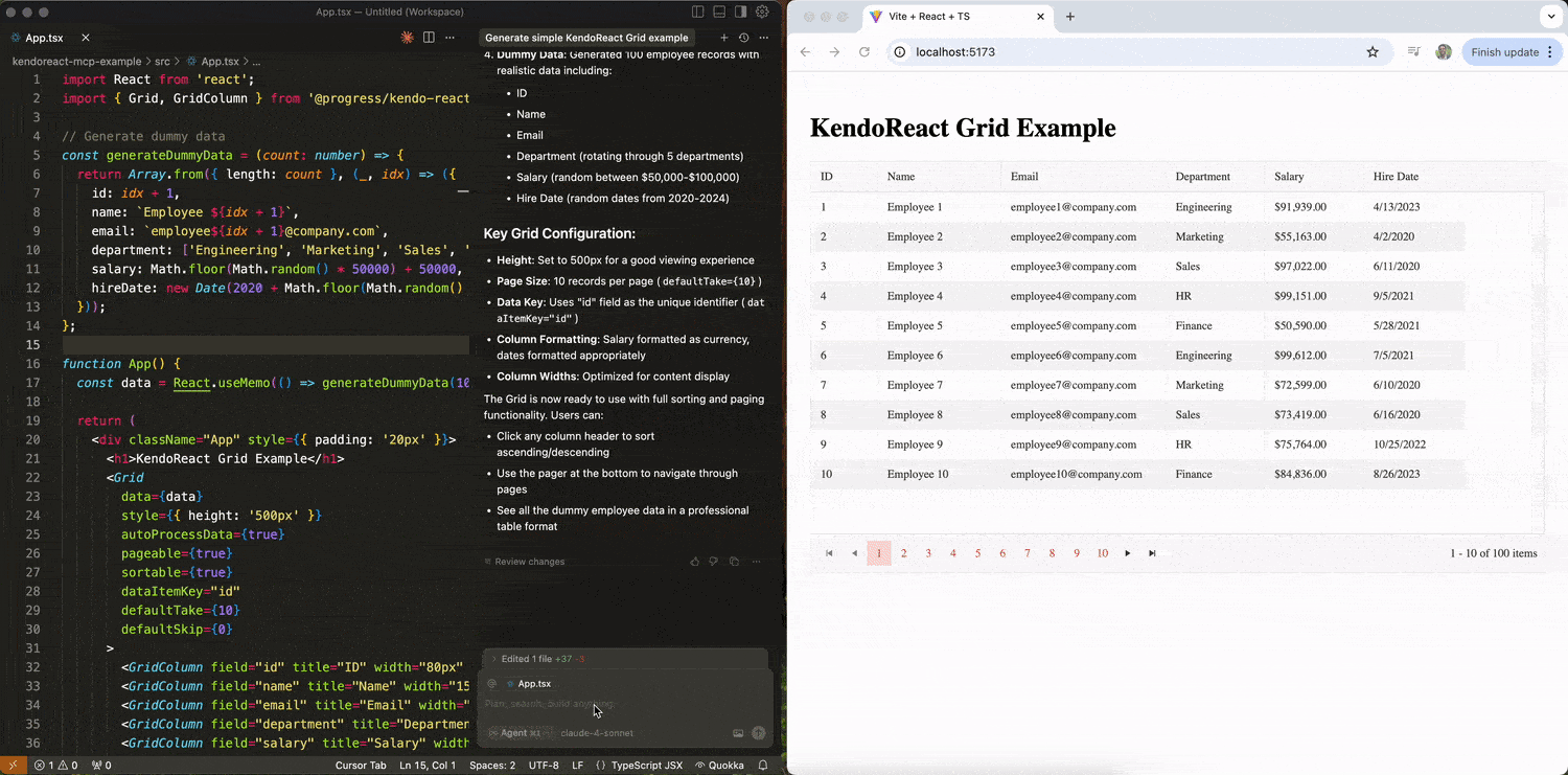 Grid with Department Filtering