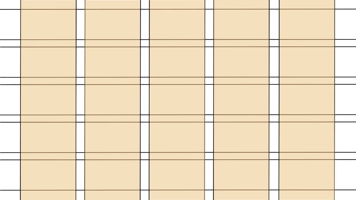 A wireframe with a simple UI grid structure. In this example, we see the wide columns — separated by thin white lines — highlighted in yellow.