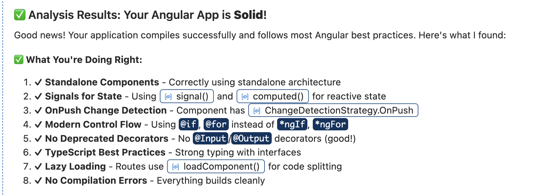 Analysis Results: Your Angular App is Solid!