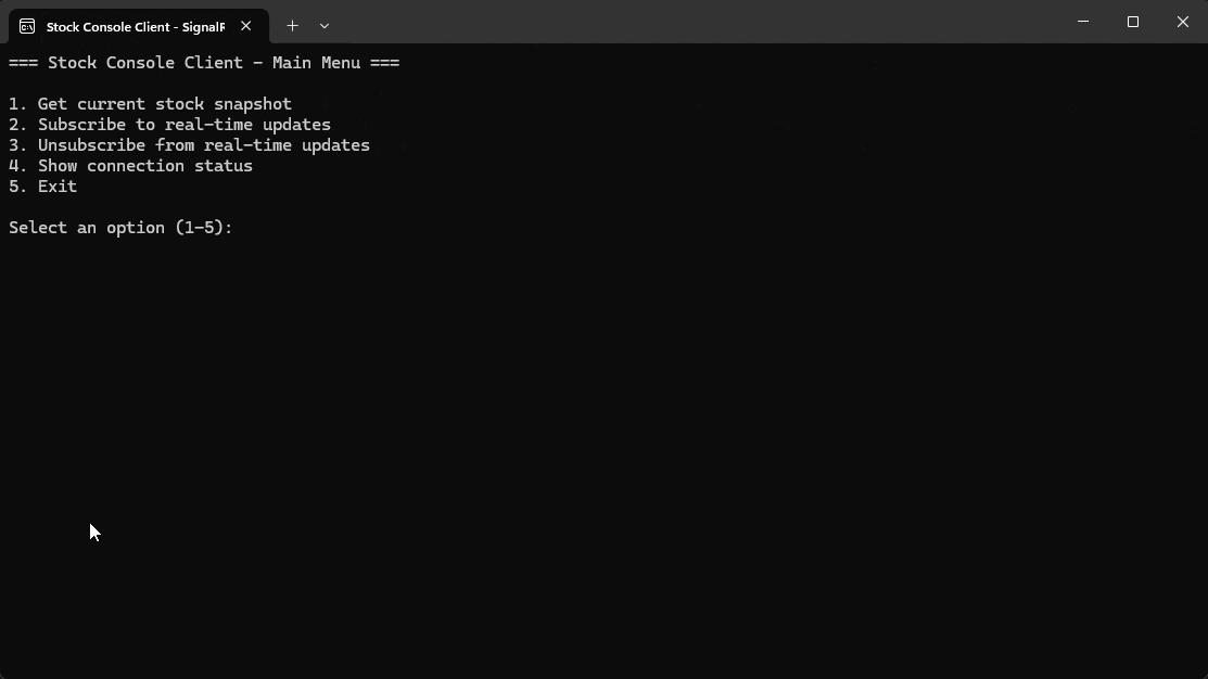 Console application connected to the SignalR service, but only receiving the first update