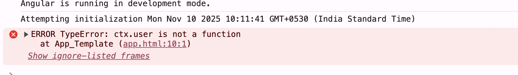 Error TypeError: ctx.user is not a function
