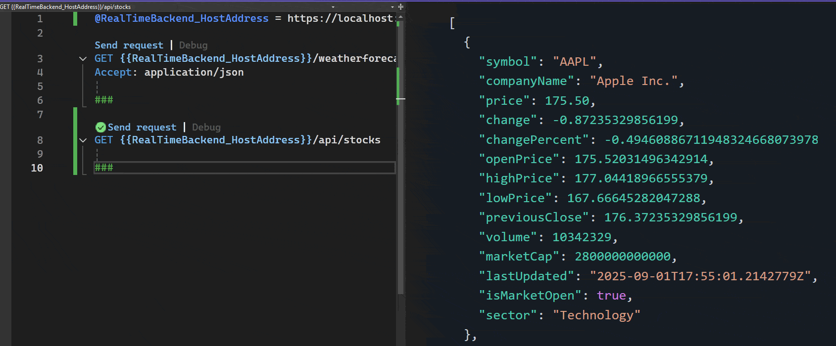 Fetching stock data using an API
