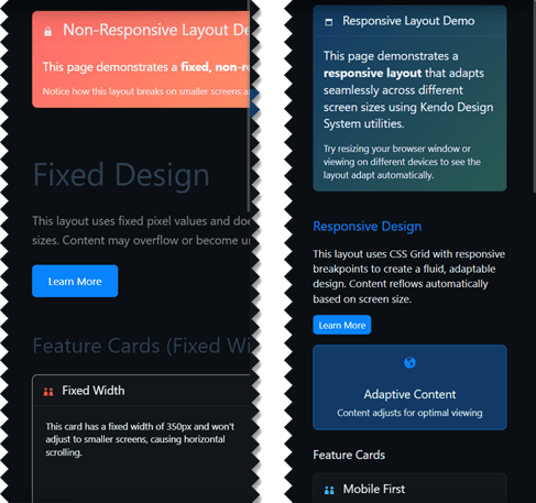 Fixed design and responsive design comparison