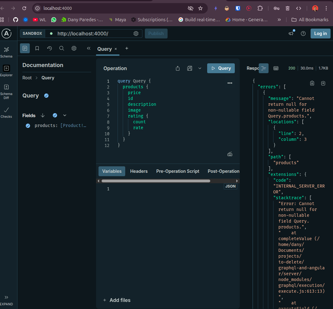 Angular app - Query - operation - response