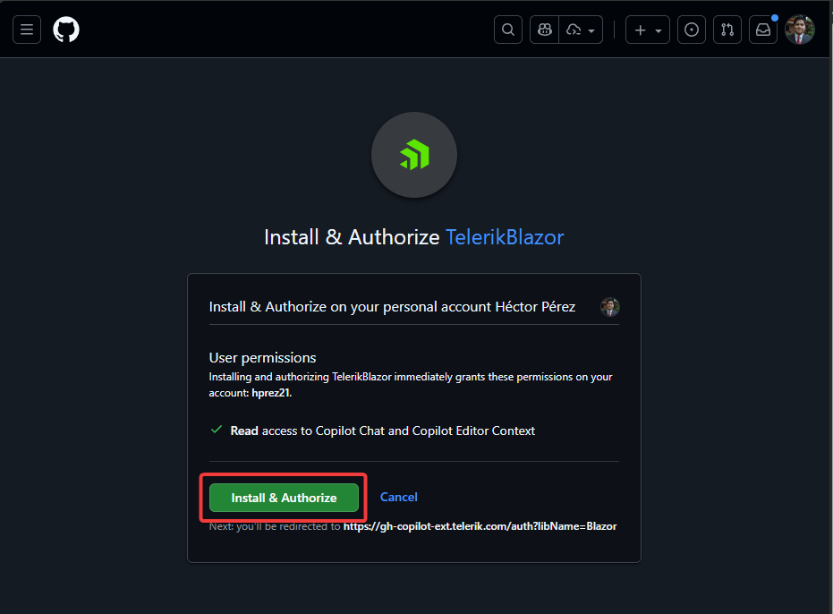 TelerikBlazor App Installation and Authorization Page