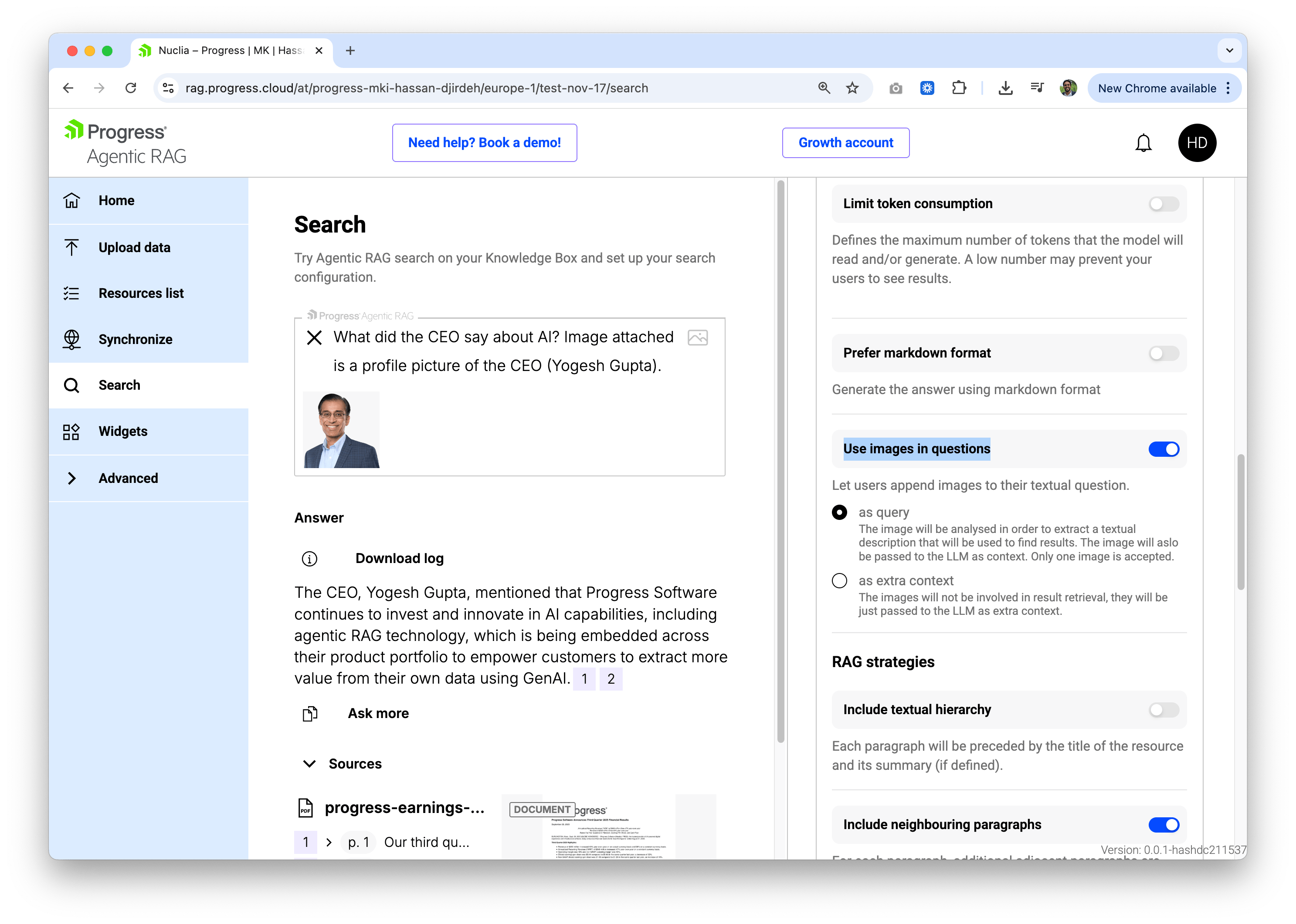 Progress Agentic RAG image in question