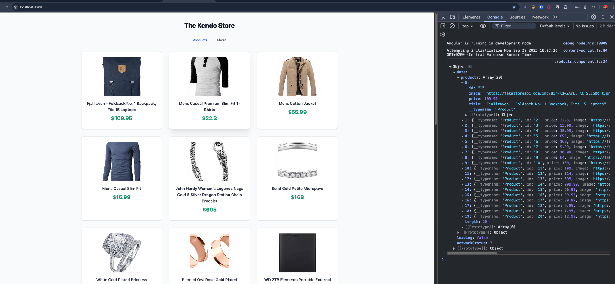 Now the store shows a variety of products, all nice and cleanly laid out, only the necessary info