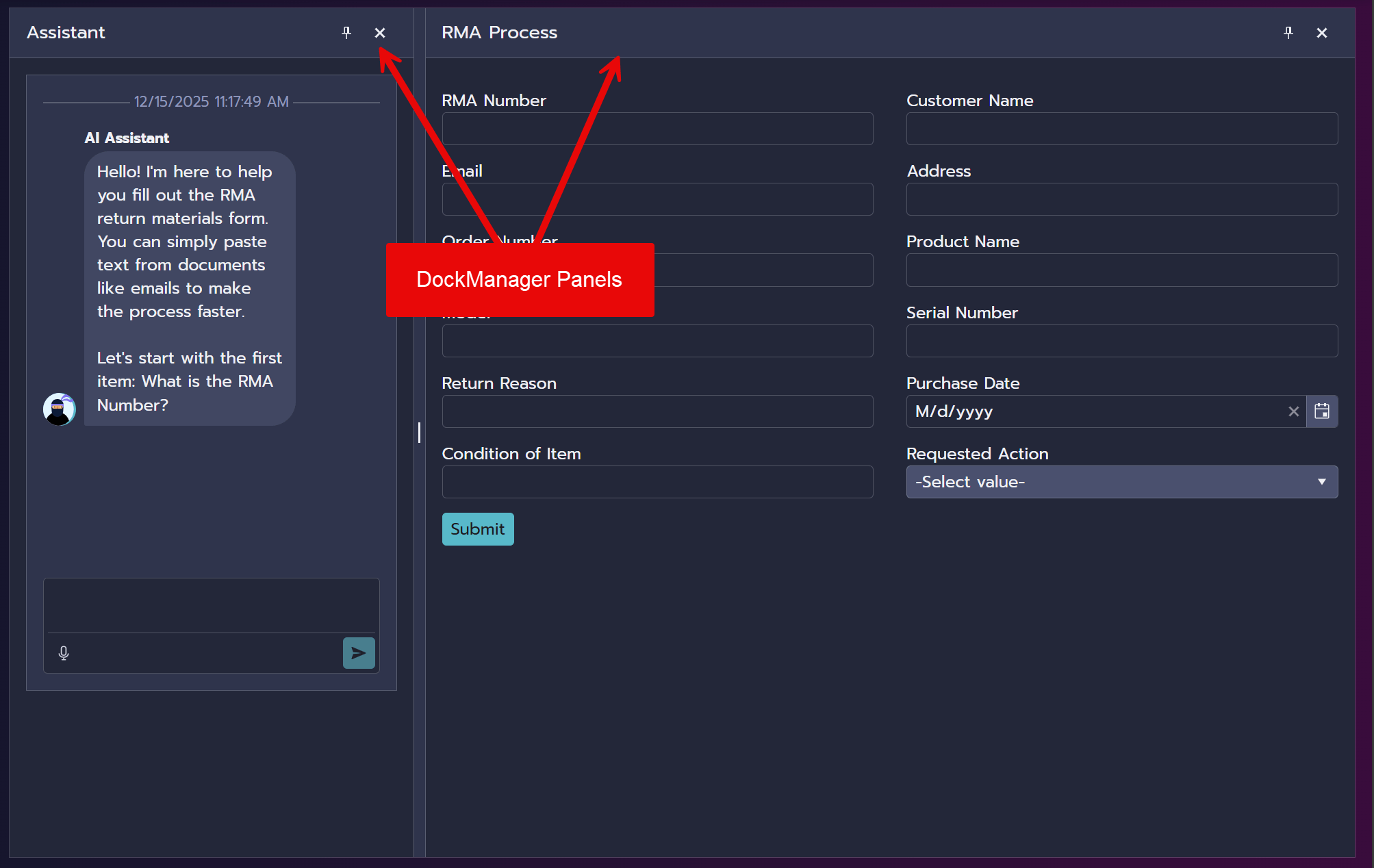 form assistant panels