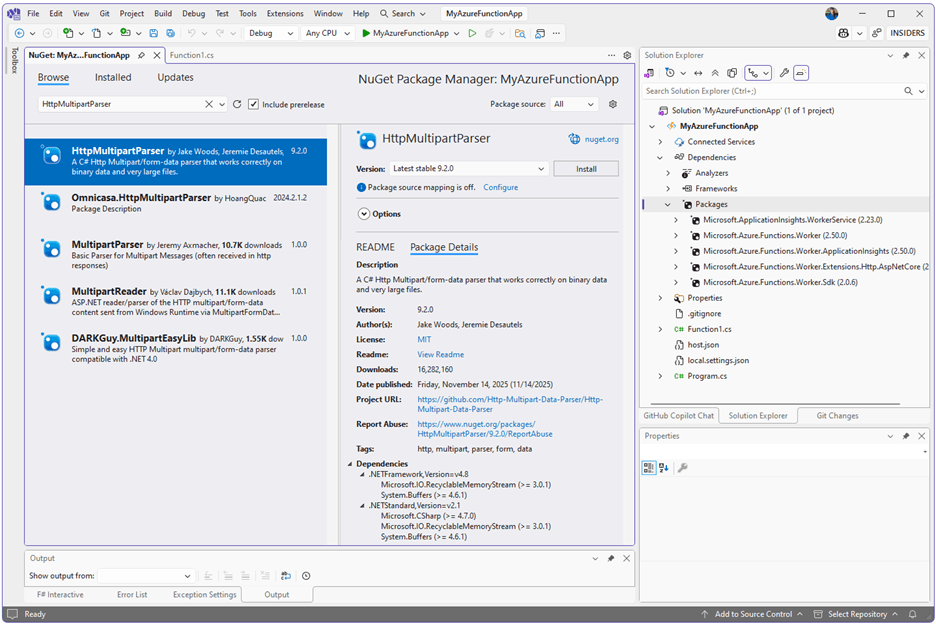 NuGet Package Manager: HttpMultipartParser