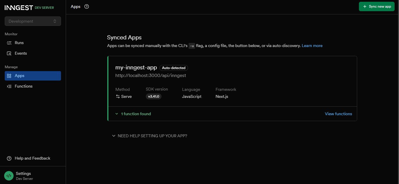 Inngest dashboard Inngest dashboard