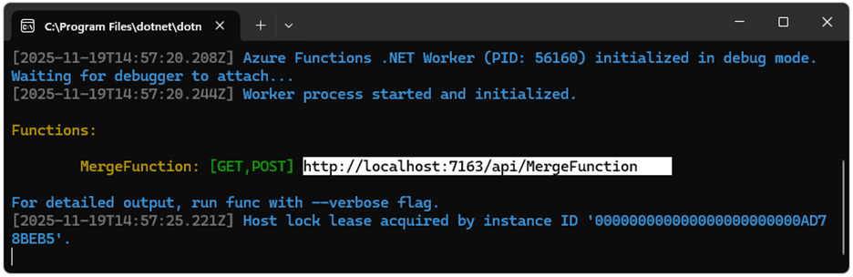 MergeFunction GET, POST url
