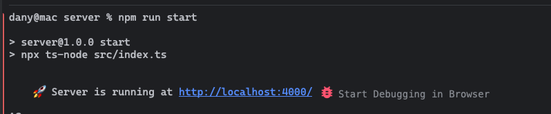 npm run start to initialize graphql server