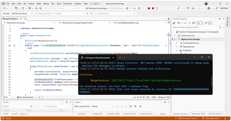 Run the Azure Functions .NET Worker
