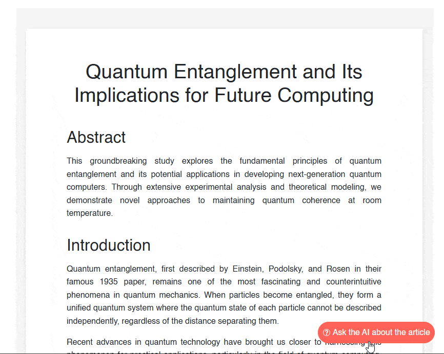 Showing the Inline AI Prompt component through a button