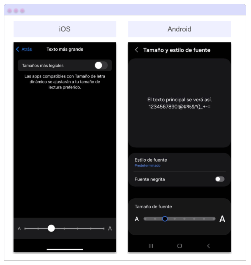FontScaling settings: iOS & Android