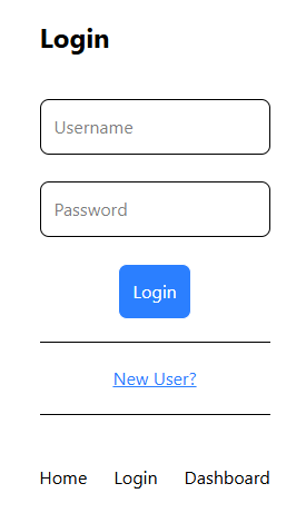 Login - username, password, new user?