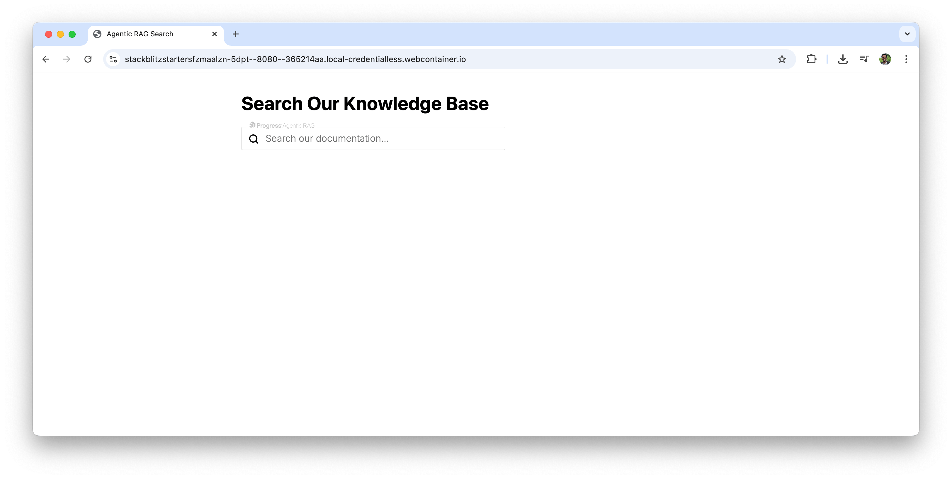 Agentic RAG widget embedded