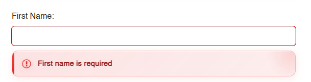 Customizing a text box error message using the TelerikValidationMessage component