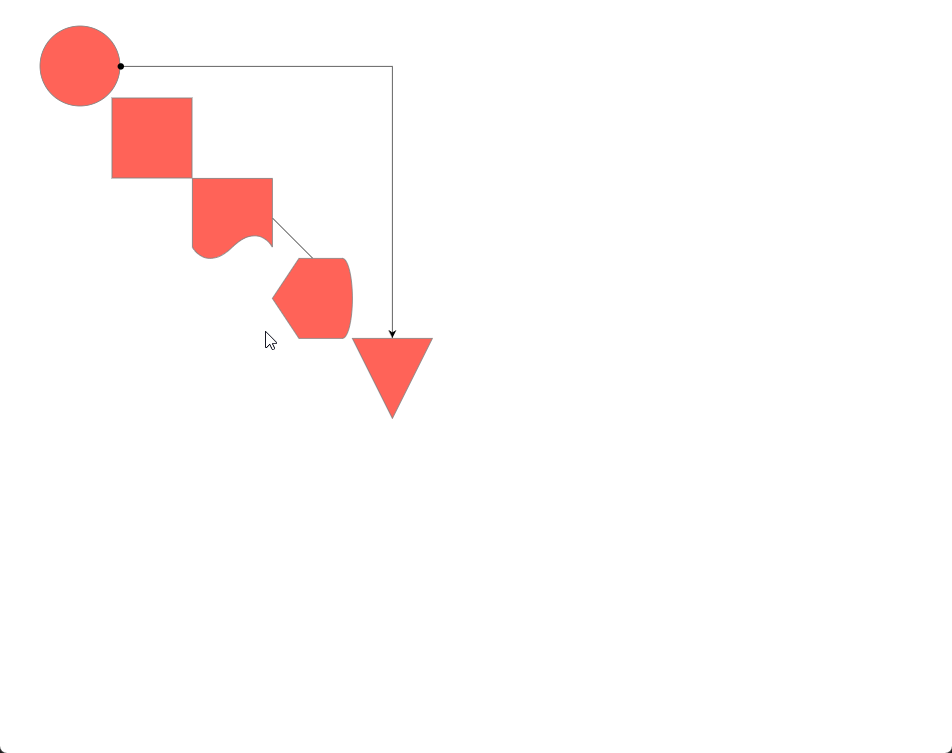 Diagram component demonstrating the use of Caps and Selection Handles in relationships between shapes