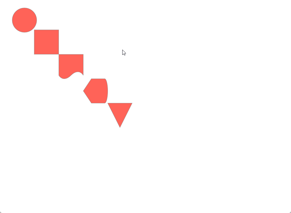 The Blazor Diagram component showcasing different shapes