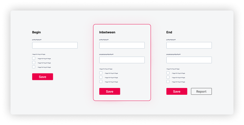 Form progression showing the in-between state