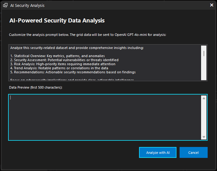 AI-Powered Security Data Analysis form
