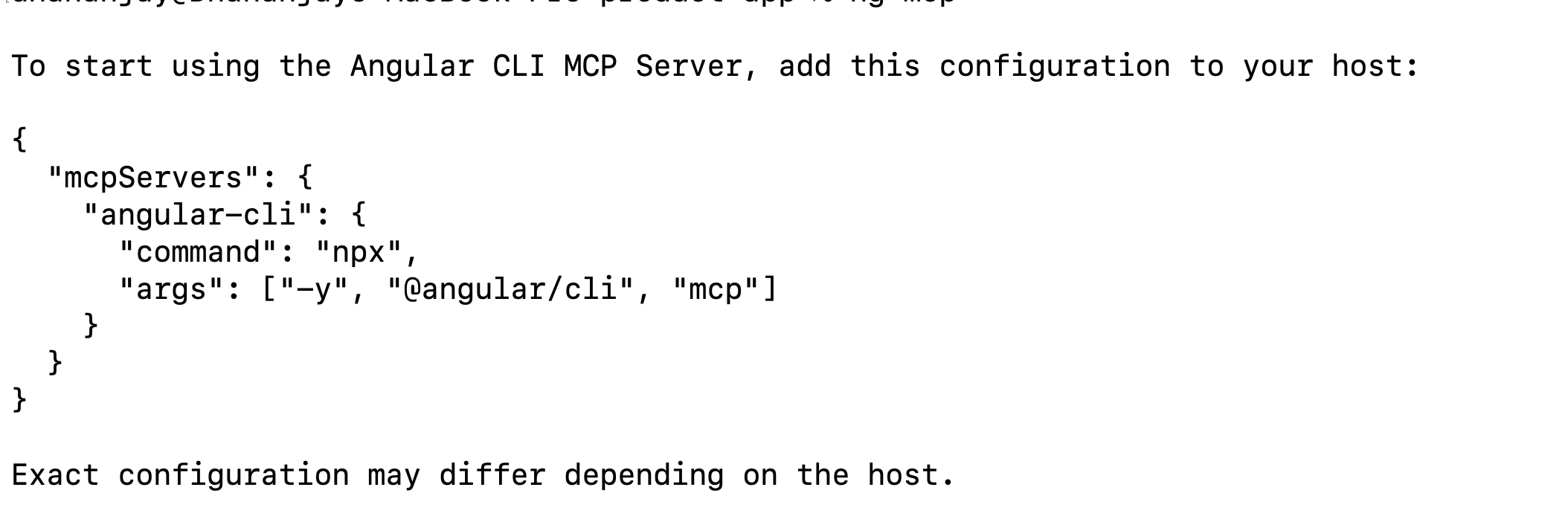 To start using the Angular CLI MCP Server, add this configuration to your host…