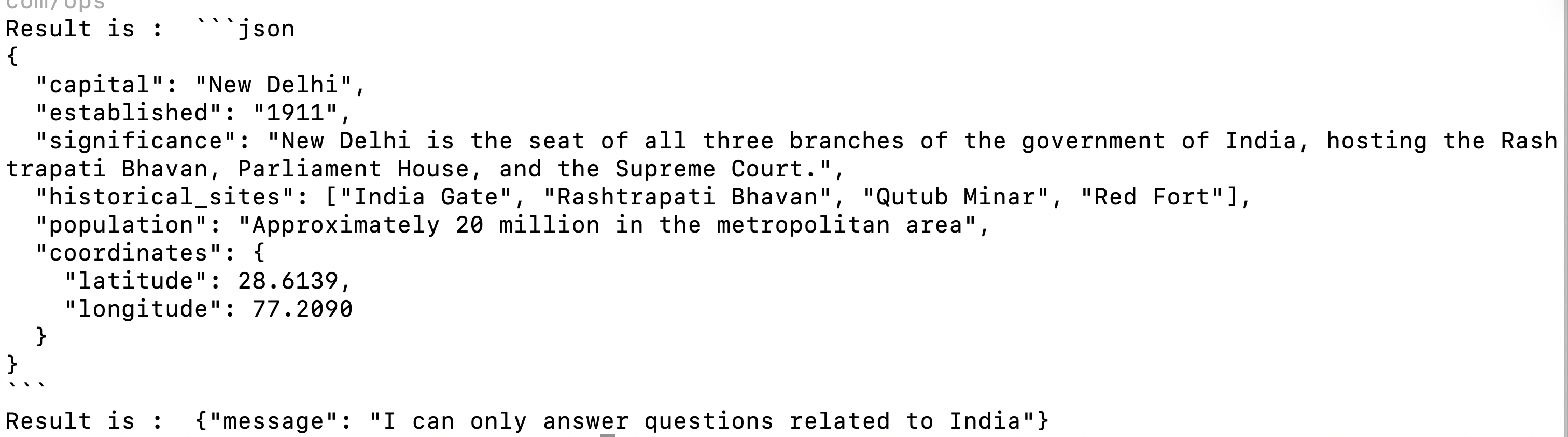 capital: New Delhi, established: 1911, etc.