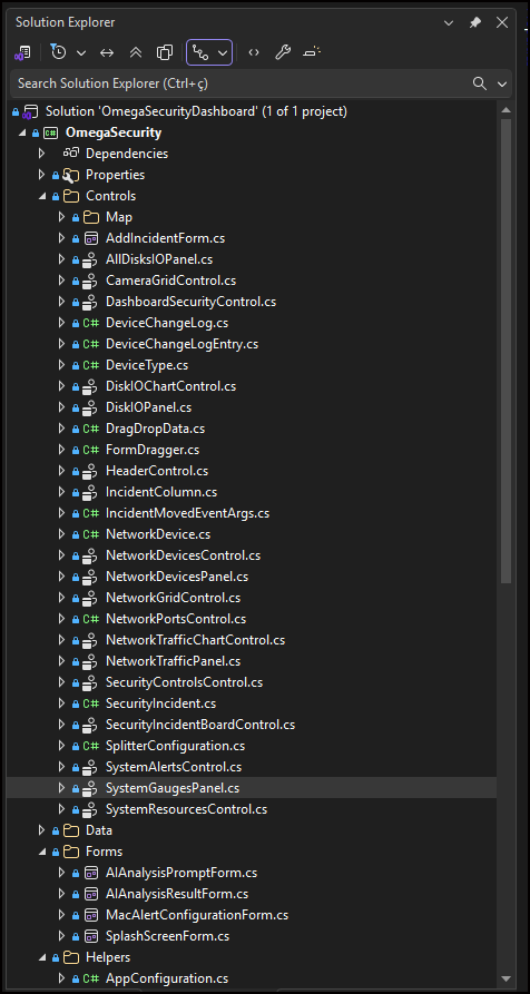 Solution Explorer for Omega Security
