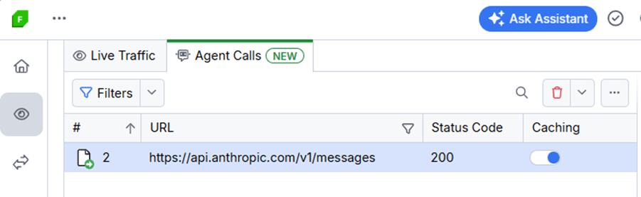 Fiddler Everywhere Agent Calls has caching toggled on