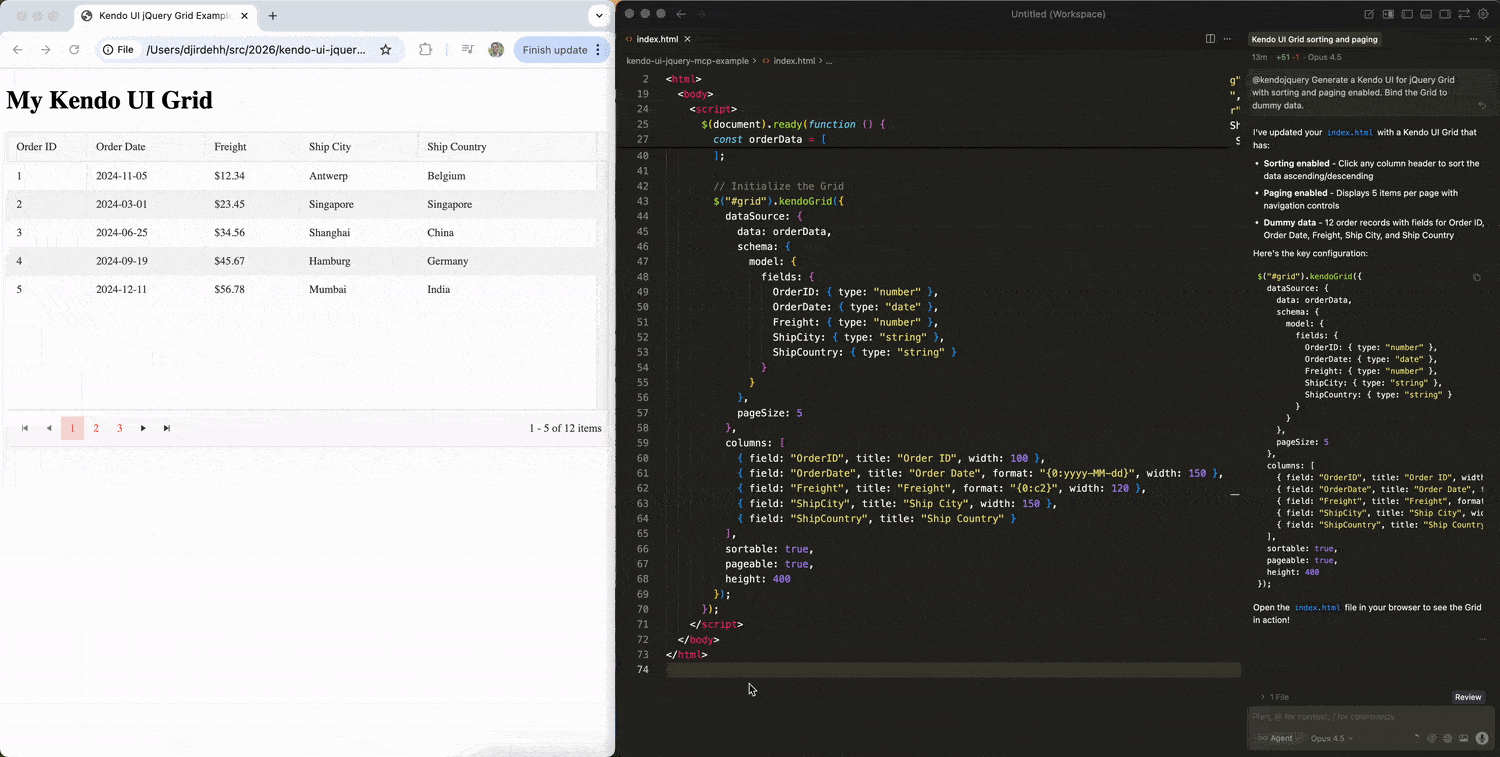 With prompt: @kendojquery Can we add filtering to this Grid? we have a filter option available in our app grid