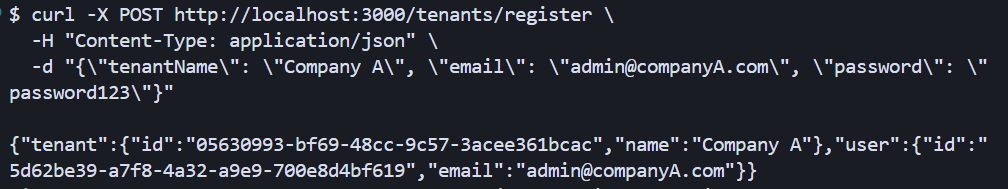 Company A registration response