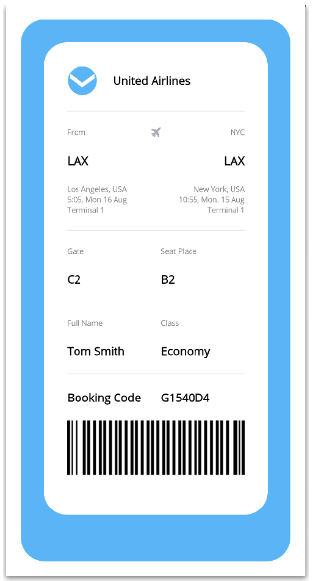 Second block design: passenger info