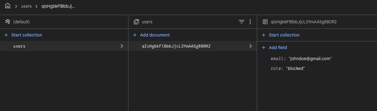 Firebase user role definition - unauthorized Firebase user role definition - unauthorized