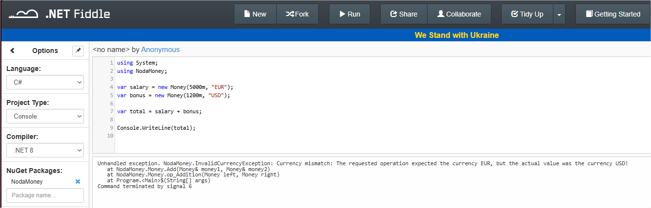 Different currencies error
