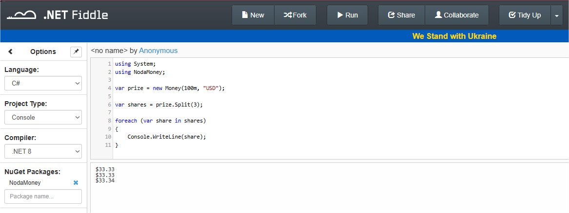 NodaMoney split function