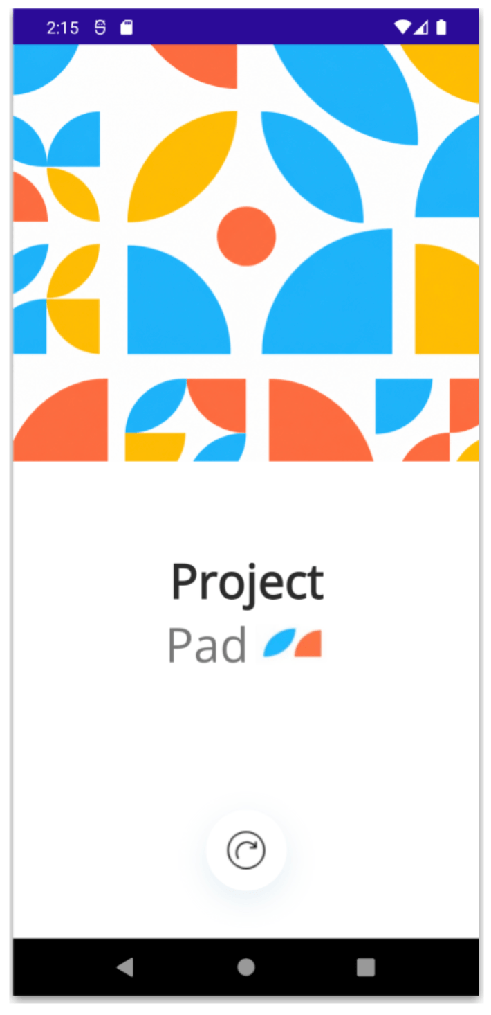 Intro screen with image and Project Pad logo