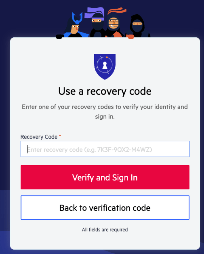 Use a recovery code to verify and sign in