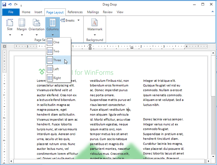 RichTextEditor - section columns