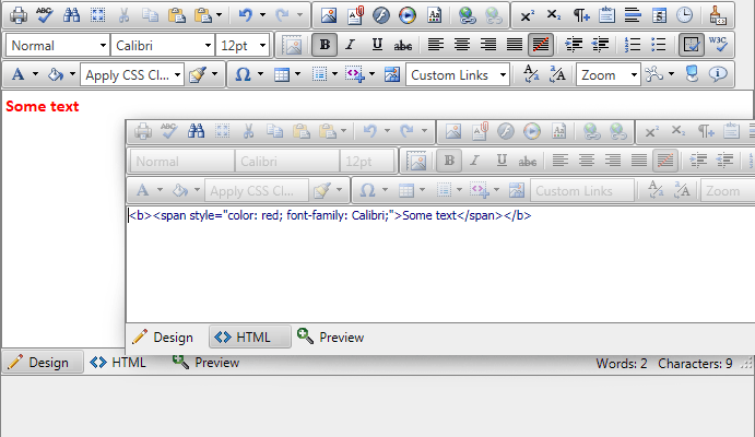 How MS Word content looks in RadEditor