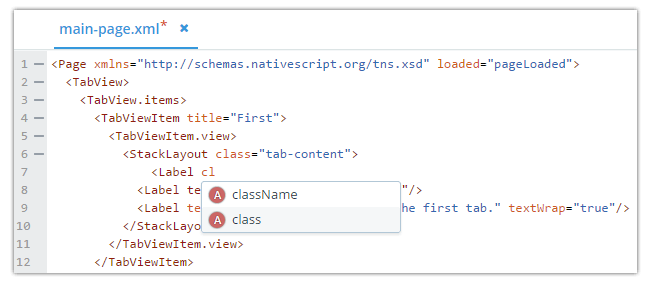 nativescript autocompletion nativescript autocompletion