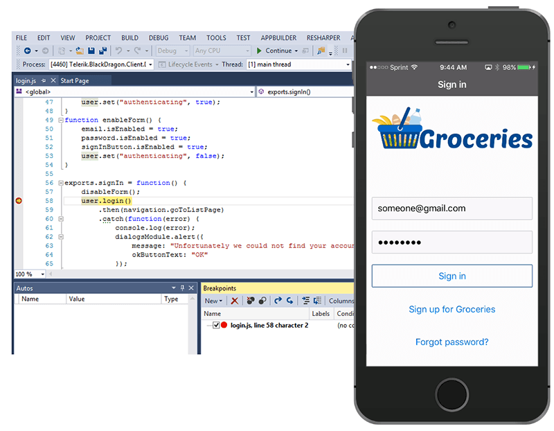 nativescript debug on device