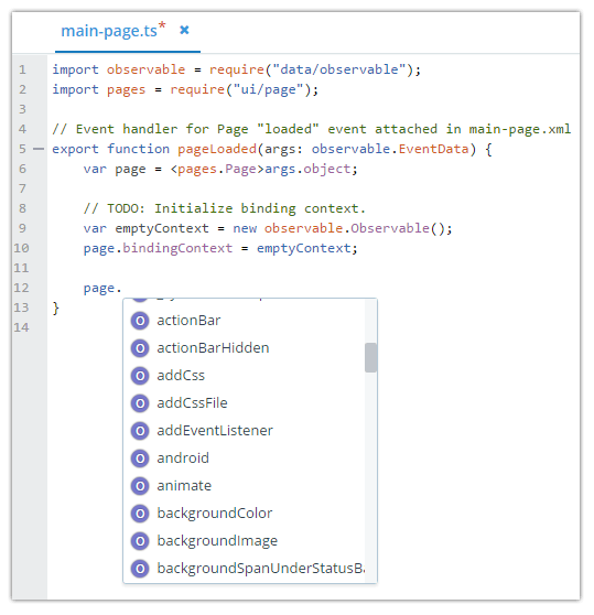 nativescript typescript