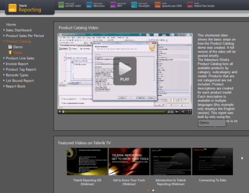 New Demo Reports Page