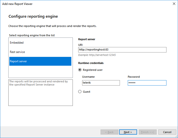 configure-reporting-engine Image template page showing the Configure Reporting Engine dialog