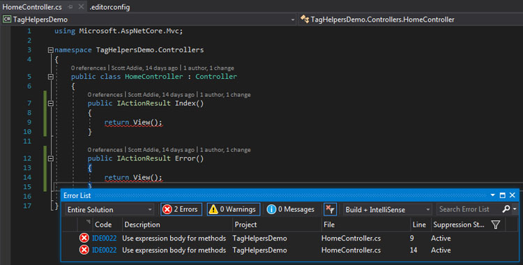 EditorConfig enforcing expression-bodied members