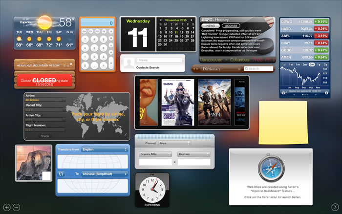 mac dashboard widgets 2018