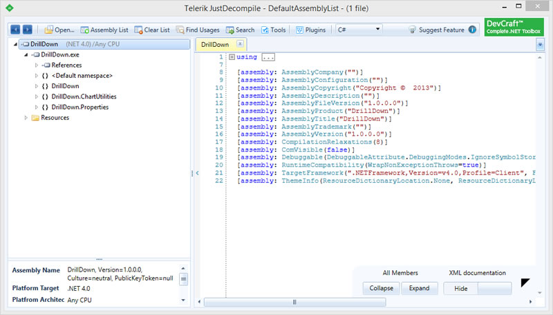 UI of JustDecompile