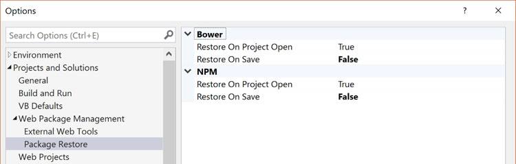 Package Restore settings